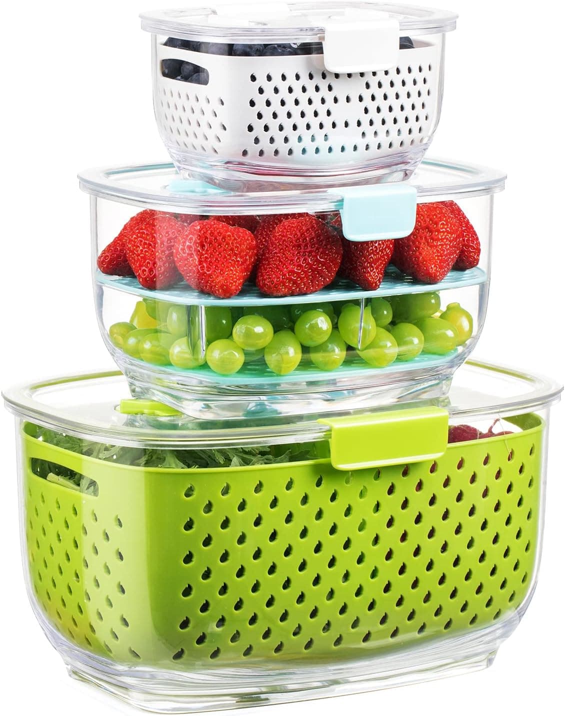LUXEAR Fresh Produce Vegetable Fruit Storage Containers 3 Piece
